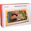 Good Cooking -Cooking Stone w Bamboo Platter - Extra Large Lava Hot Stone Tabletop Grill- Cooking Platter & Cold Lava Rock for Indoor BBQ, Hibachi - 2 of 3