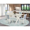 HomeStock 5-Piece Wire Brushed Linen White Finish Solid Wood Top Dining table with 4-Chairs - 2 of 4