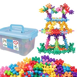 Etokfoks 600 pcs Building Blocks Set Interlocking Plastic Educational Toys for Kids Ages 3 and Up Promotes Fine Motor Sensory Skills - 1 of 4