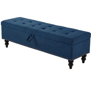 NicBex Modern 59" Storage Bench Linen Accent Stool with Button Tufted Top for Entryway and Living Room - 1 of 4