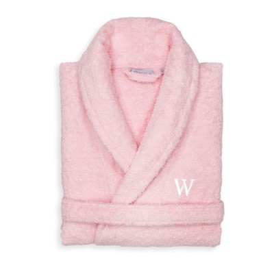 Linum Home Textiles 100% Turkish Cotton Personalized Terry Bathrobe in White Bookman Font