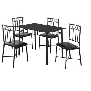 Monarch Specialties Dining Table Set 5Pcs Set Small 40Inch Rectangular Kitchen Metal Laminate Black Contemporary Modern - 1 of 3