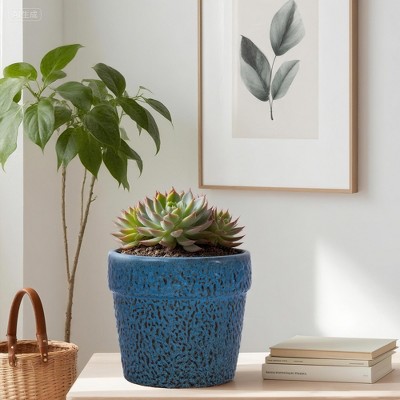 SpassWay 15" Dia Outdoor Indoor Ceramic Planter Pot Decorative Planter with Drainage Hole Patio Flower Pot