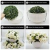 2 Set Artificial Outdoor Geraniums Flowers with White Basket, 12 Pcs Geraniums Flowers for Christmas, Front Porch, Garden, Patio, Home Decor, Pink - 3 of 4