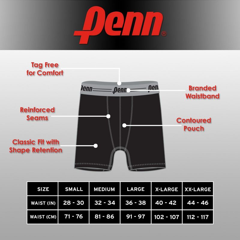 Penn Mens Boxer Performance Briefs Breathable Underwear for Men Value 6 Pack Active Performance Mens Underwear, 5 of 6