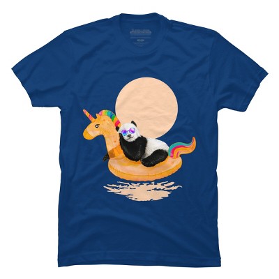 Men's Design By Humans Chillin (Unicorn Panda) By 38Sunsets T-Shirt