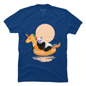 Men's Design By Humans Chillin (Unicorn Panda) By 38Sunsets T-Shirt - 1 of 3