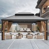 LACOO Galvanized Aluminum Hardtop Permanent Gazebo with Double Roof, Netting and Curtains - 3 of 4