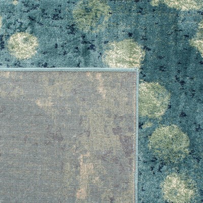 Handmade Turquoise Multi Abstract Viscose Rectangular Rug