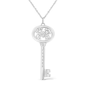 Haus of Brilliance Silver Diamond Accent Zodiac Key Pendant Necklace - 1 of 4