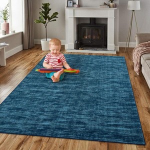 Modern Solid Area Rug, Washable Stain-Resistant Low Pile Non-Slip Soft Floor Carpet for Living Room Playroom Bedroom - 1 of 4