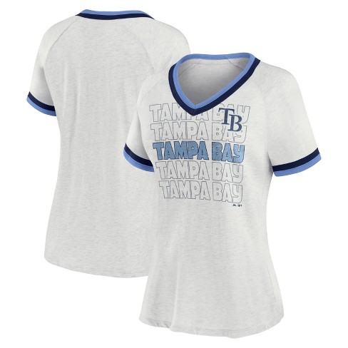 MLB Tampa Bay Rays Women's Short Sleeve V-Neck Fashion T-Shirt - S