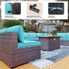 ALAULM 13 Pieces Outdoor Patio Furniture Set with 43" Gas Propane Fire Pit Table PE Wicker Rattan Sectional Sofa - 3 of 4