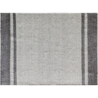 Gray and Taupe Handwoven Wool Cotton Stripe Area Rug 5' x 7'