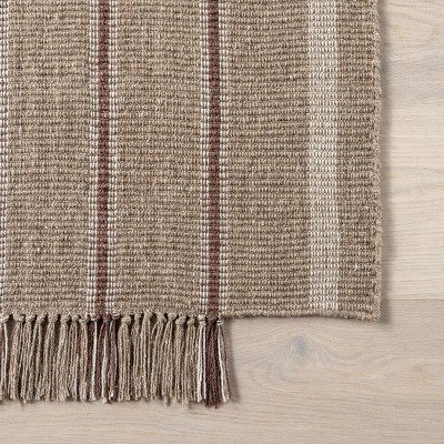 Toluca Taupe Handmade Wool Rectangular Striped Area Rug