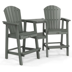 VINGLI Tall Adirondack Chairs Set of 2 with Removable Double Connecting Trays, HDPE Adirondack Bar Stools Poly Deck Chairs - 1 of 4