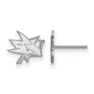 Black Bow Jewelry 10k White Gold San Jose Sharks NHL Stud Earrings - 1 of 3