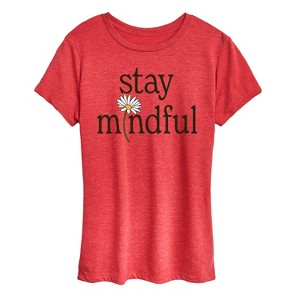 Women's - Instant Message - Stay Mindful Flower Short Sleeve Graphic T-Shirt - 1 of 4