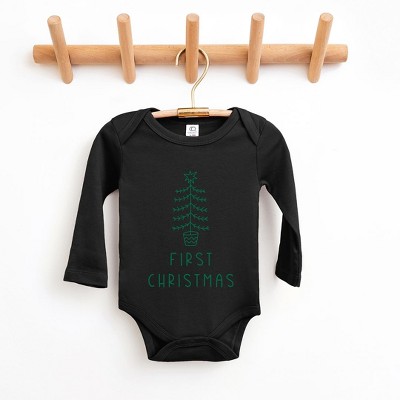 The Juniper Shop First Christmas Tree Baby Long Sleeve Bodysuit