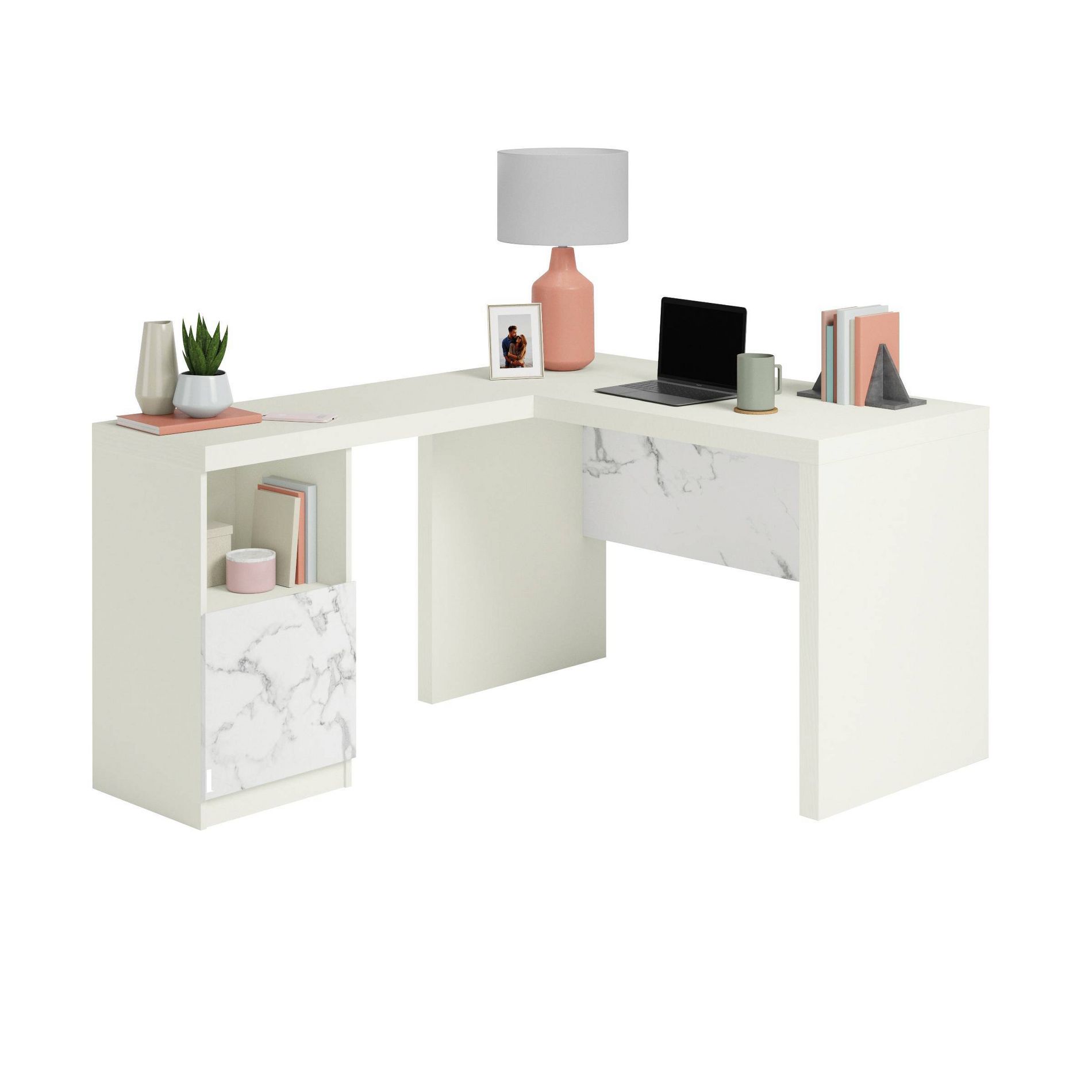 Sauder Hudson Court L Desk Pearl Oak