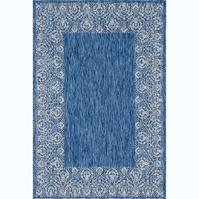 Breezy Blue Floral 6' x 9' Synthetic Outdoor Rug