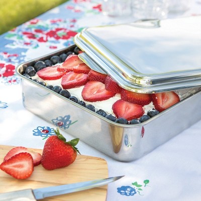 Heavy-Duty Stainless Steel Cake Pan with Snap-On Lid