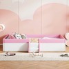 MAYEERTY Twin Size Upholstered Daybed Frame, Fence Stairs, Kids Bedroom, Pink & White - 2 of 4