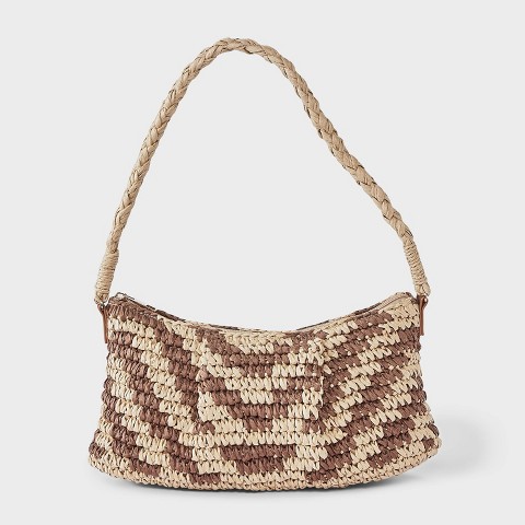 A New Day Hand Crocheted Straw Shoulder Bag - A New Day™ Brown