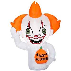 Gemmy Car Buddy Airblown Inflatable Stylized Pennywise w/Pumpkin WB , 3 ft Tall, Multi - 1 of 4
