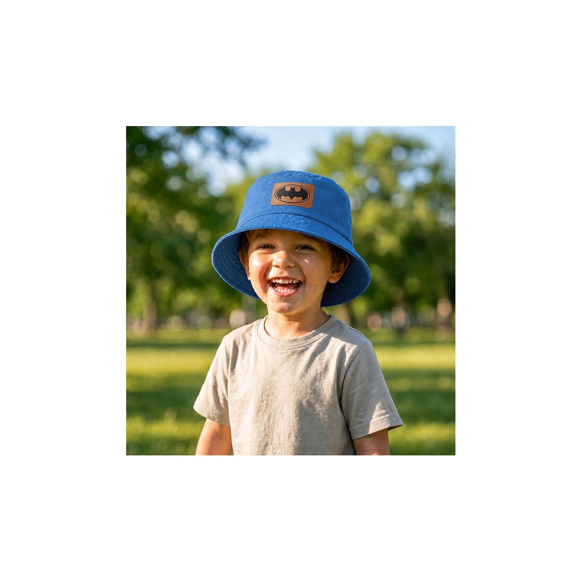 Batman Leather Bucket Hat for Kids- Officially Licensed Batman Leather Boys Bucket Hat, Beach Hat, Youth Sun Hat 4-14 Black, Grey, Blue, White and Red - thumbnail 9
