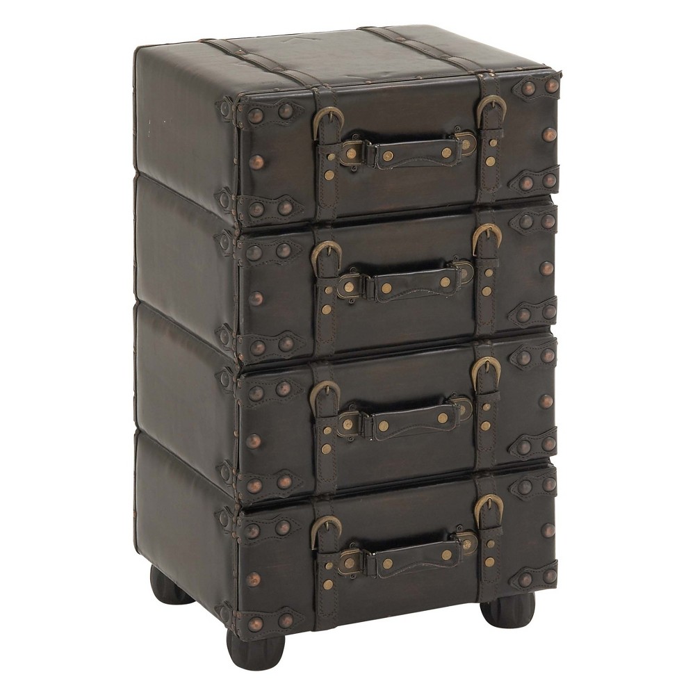 Photos - Dresser / Chests of Drawers Wood Stacked Side Chest Dark Java - Olivia & May