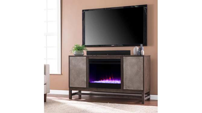 Tifchar Color Changing Fireplace with Media Storage Brown/Silver - Aiden Lane, 2 of 17, play video