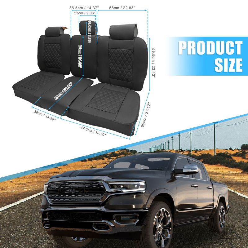 Unique Bargains Car Rear Seat Covers for Dodge for Ram 1500 3 Pcs, 4 of 7