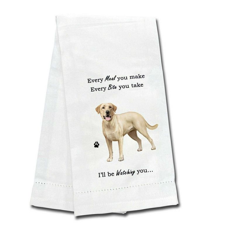 E & S Imports 26.0 Inch Yellow Labrador Kitchen Towel Dog Puppy Paw Kitchen Towel, 1 of 2