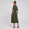Women's Short Sleeve Front Open Button Closure Side Slit Blouse Dress - A New Day™ Dark Olive Green - 2 of 4