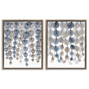 Stupell Industries Falling Vines Neutral Leaves 2pc Floating Frame Art Set - 1 of 4