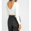 Women's OPEN BACK MOCKNECK SWEATER - Blue Blush - 4 of 4