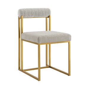 HomeRoots Set of Two Gray And Gold Upholstered Polyester Open Back Dining Side Chairs - 1 of 4