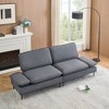 89'' Linen Couches,Modern Upholstered Loveseat Sofa with Adjustable Armrests  with Black Metal Legs for Living Room Small Spaces - 4 of 4