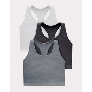Hanes Originals Women's Racerback Crop Tank Top with Built-In Bra, 3-Pack - 1 of 1