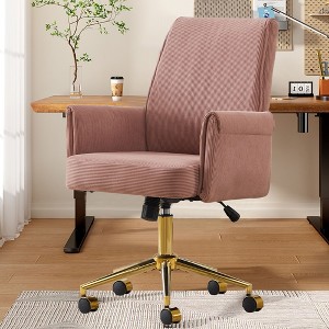 PAGED Swivel Office Chair Height Adjustable Gaming Chair with Golden Base & Soft Cushion for Living Room, Home Office - 1 of 4