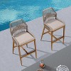 PURPLE LEAF Bar Stools Set of 2 Height Metal Bar Chairs with Back Modern Aluminum Tall Comfy Wicker Woven Boho Barstools Garden Pool Patio Outdoor - 4 of 4