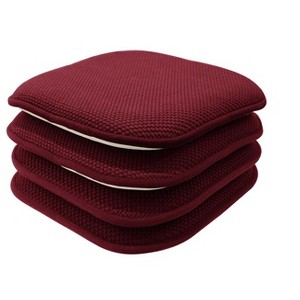 Kate Aurora Nantucket Farms Ultra Soft Chenille Burgundy Red Memory Foam Non Slip Chair Cushion Pads - 1 of 1