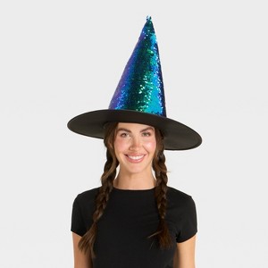 Adult Iridescent Sequin Witch Hat Costume Headwear - Hyde and EEK! Boutique™ Green - 1 of 3