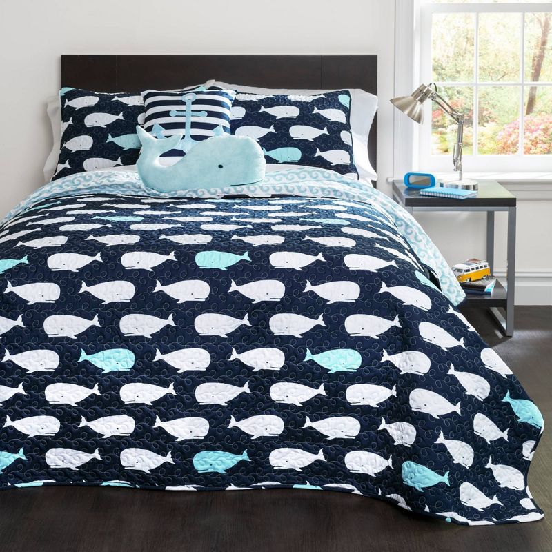 Whale Bedding Set with Whale Throw Pillow - Lush Décor, 1 of 14