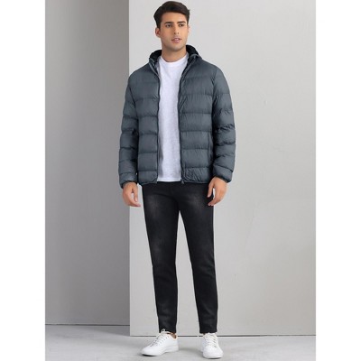 Lars Amadeus Men's Winter Lightweight Detachable Padded Hood Puffer Jackets Gray Small — фото 2