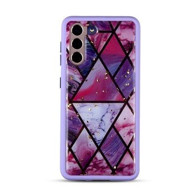 MyBat Hybrid Case Compatible With Samsung Galaxy S21 Plus - Purple Marbling / Purple