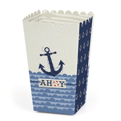 Big Dot of Happiness Ahoy - Nautical - Baby Shower or Birthday Party Favor Popcorn Treat Boxes - Set of 12