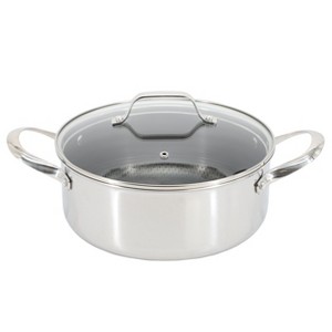 Oster Modessa 4.5 Quart Nonstick Triply Stainless Steel Dutch Oven with Honeycomb Design in Silver - 1 of 4