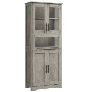 67'' Tall Bathroom Storage Cabinet, Modern Pantry Cabinet with Double Door, Shelves Adjustable Freestanding Cupboard with Drawer for Bathroom Kitchen - 1 of 4